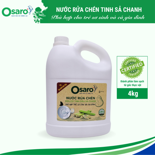 Nước rửa chén hữu cơ tinh dầu sả chanh OSARO can 4KG