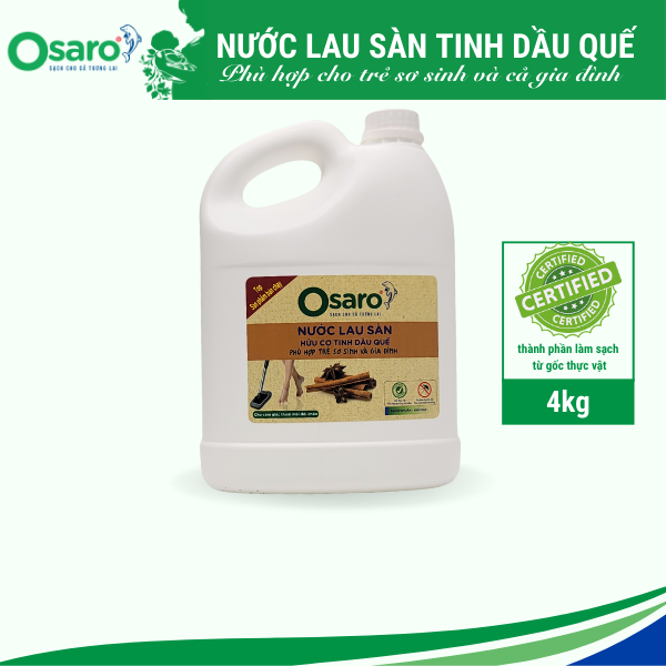 Nước lau sàn tinh dầu Quế OSARO Can 4KG