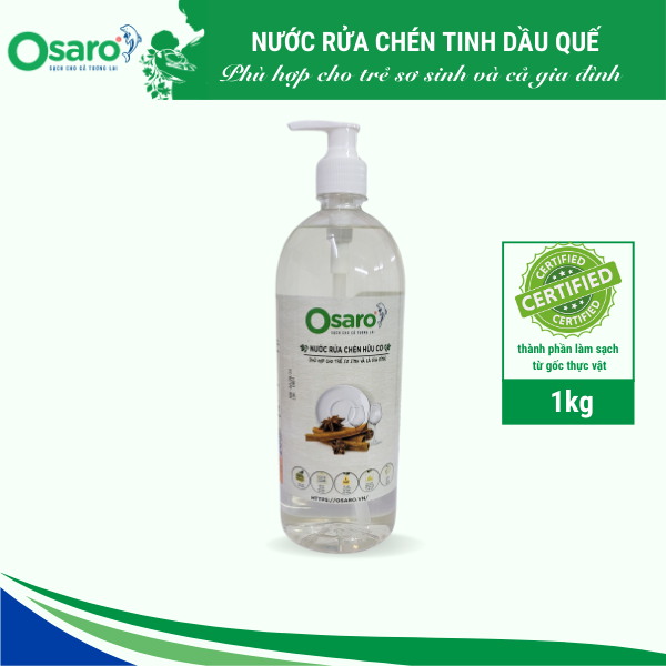 Nước rửa chén hữu cơ OSARO hương quế – Chai 1000g