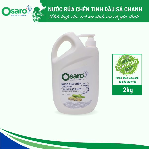 Nước rửa chén hữu cơ sả chanh OSARO 2l