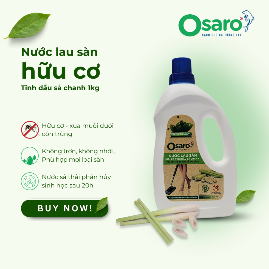 Nước lau sàn hữu cơ tinh dầu sả chanh OSARO Chai 1kg