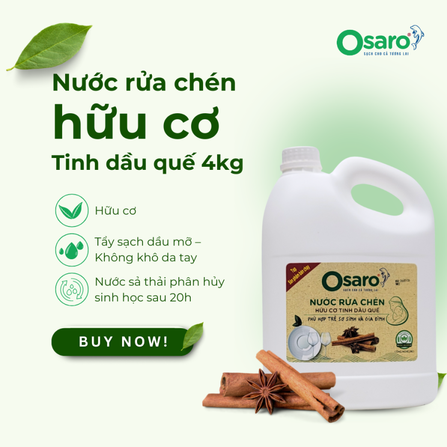 Nước lau sàn tinh dầu Quế OSARO Can 4KG